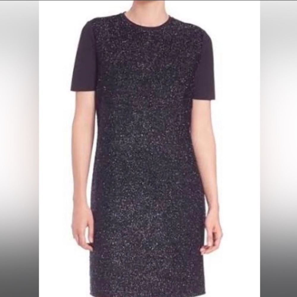 Tory Burch Navy Blue Sparkly Textured Short Sleeve Dress Size Small Petite
